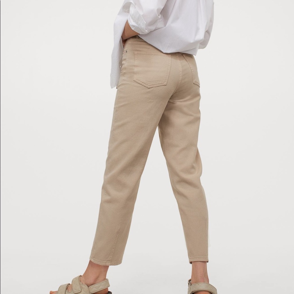 H&M Beige Cropped Straight-Leg Pants